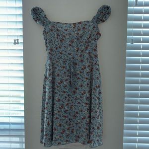 Tie Front Shirred Back Floral Dress